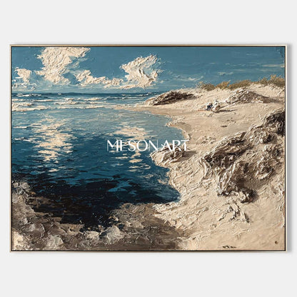 Large 3D Coastal Art Printing for Bathroom Framed Ocean Artwork Coastal Canvas Wall Art