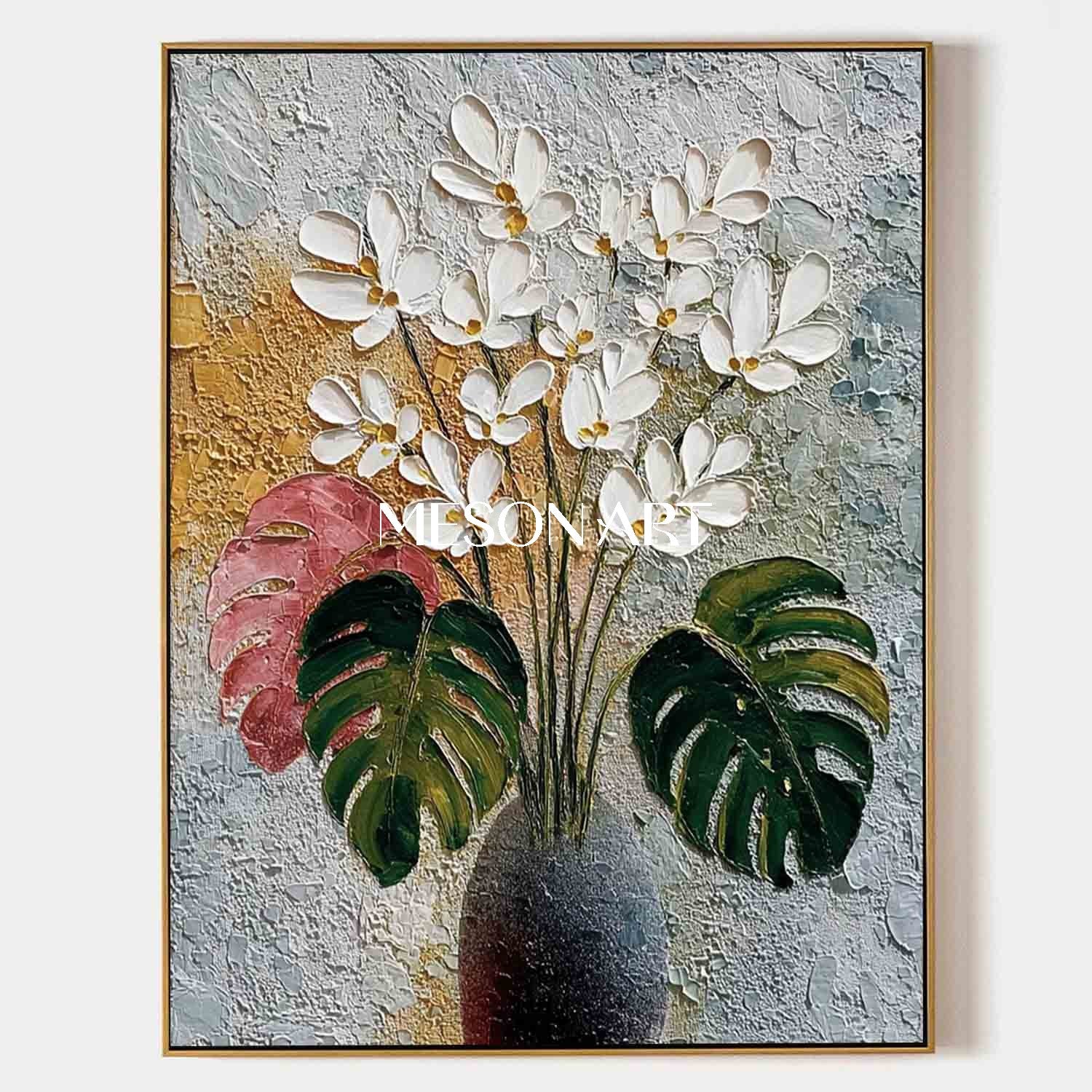 Floral Canvas Art Contemporary Floral Texture Art Modern Abstract Botanical Wall Art for Entryway