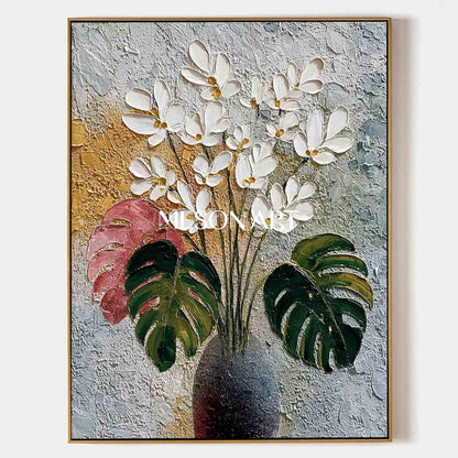 Floral Canvas Art Contemporary Floral Texture Art Modern Abstract Botanical Wall Art for Entryway