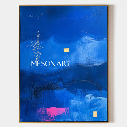 Large Blue Abstract Art For Sale Blue Abstract Minimalist Landscape Canvas Wall Painting For Sale