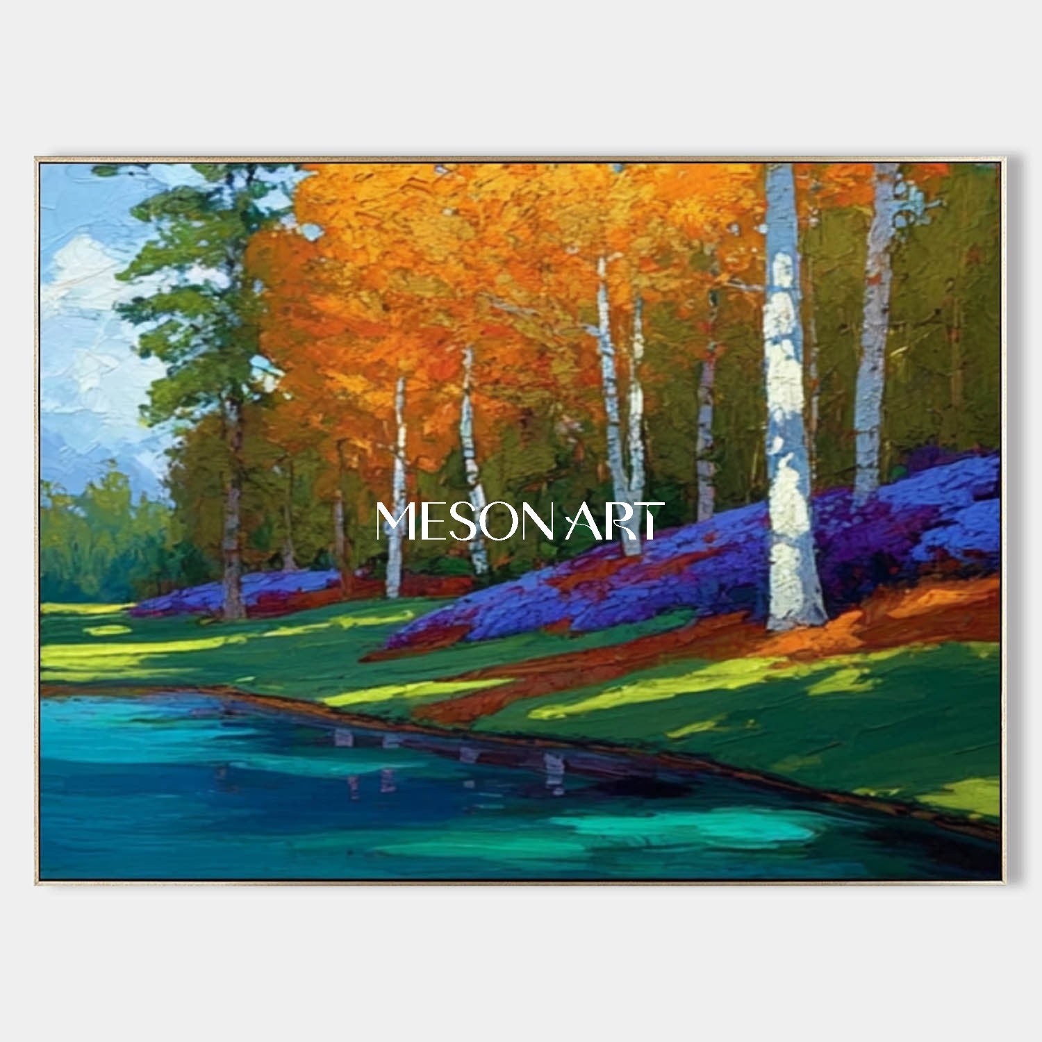 Colorful Autumn Canvas Nature Scene Art Txtured Canvas Living Room 