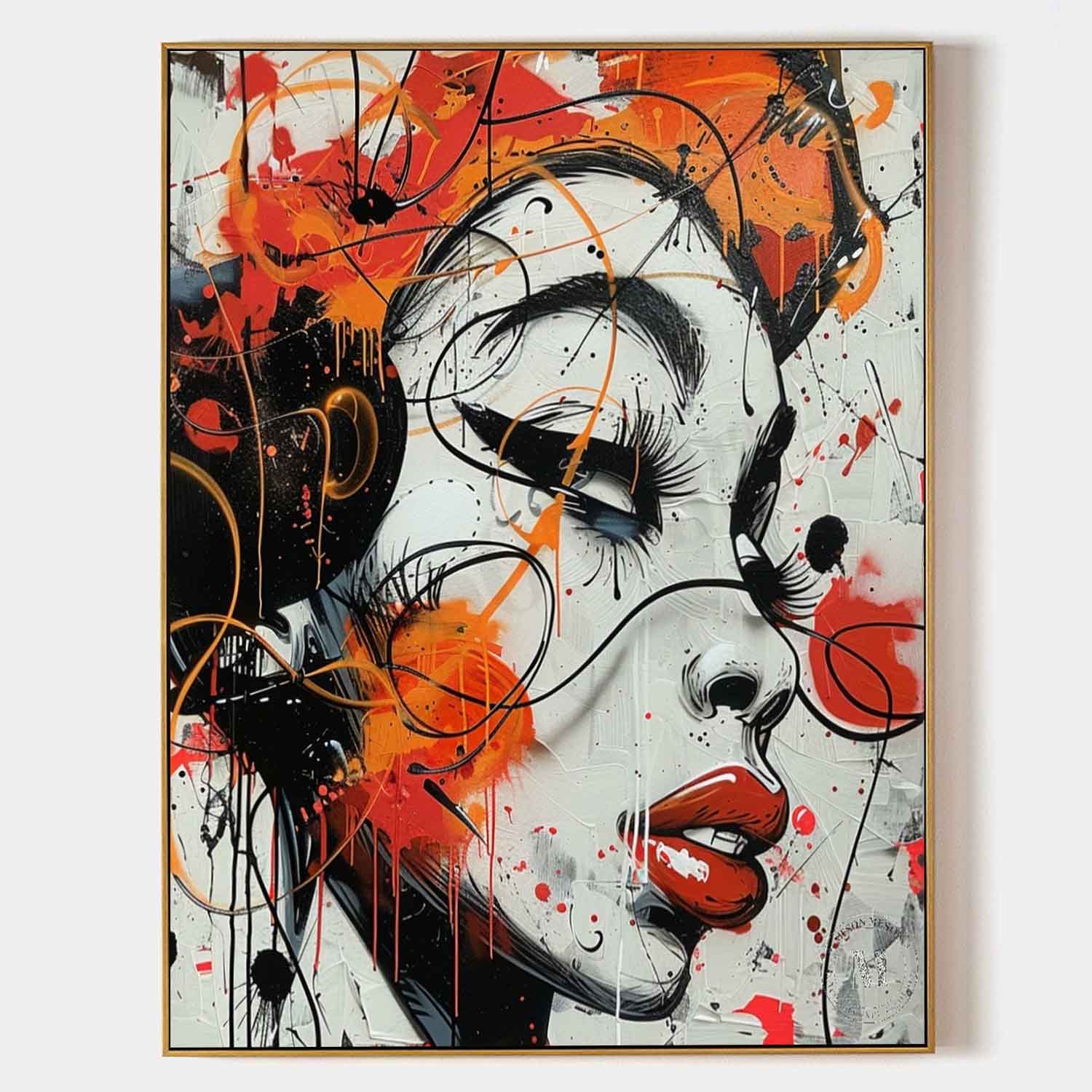 Colorful Abstract Female Wall Art Contemporary Female Portrait Canvas Graffiti Abstract Painting