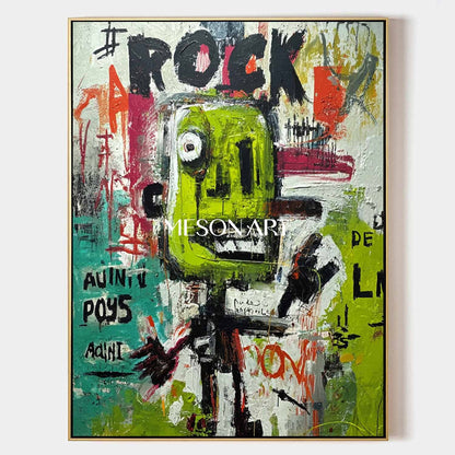 Neo Expressionist Green Abstract Painting Contemporary Art Canvas