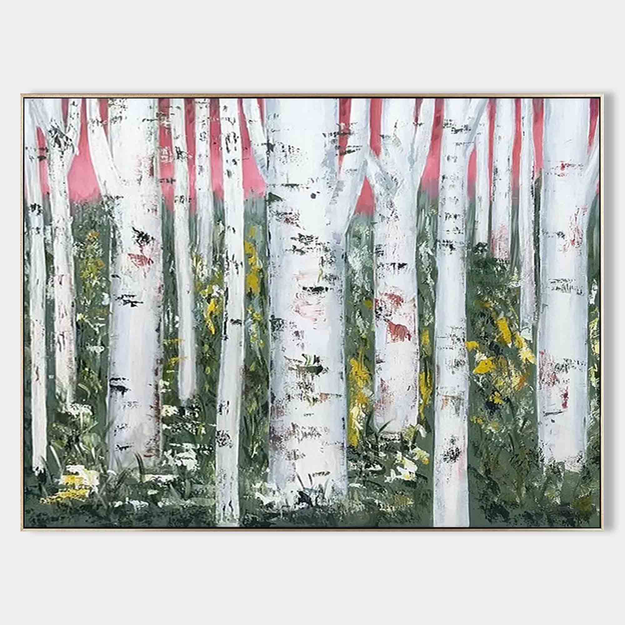 Large Birch Tree Wall Art Decor for Sale Birch Tree Texture Painting Birch Tree Art on Canvas