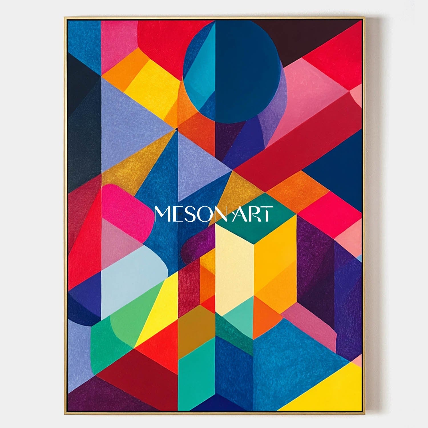 Bold Geometric Abstract Painting Modern Colorful Art Canvas Bathroom