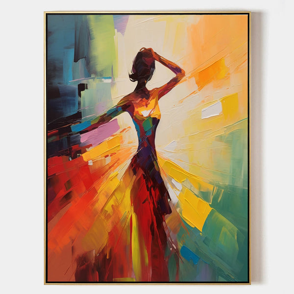 Abstract Dancing Beautiful Girl Oil Painting Dancing Woman on Canvas Dancing Lady Palette Wall Art