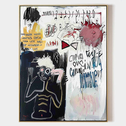 Basquiat Abstract Art for Sale Black and White Graffiti Abstract Canvas Wall Art Decor