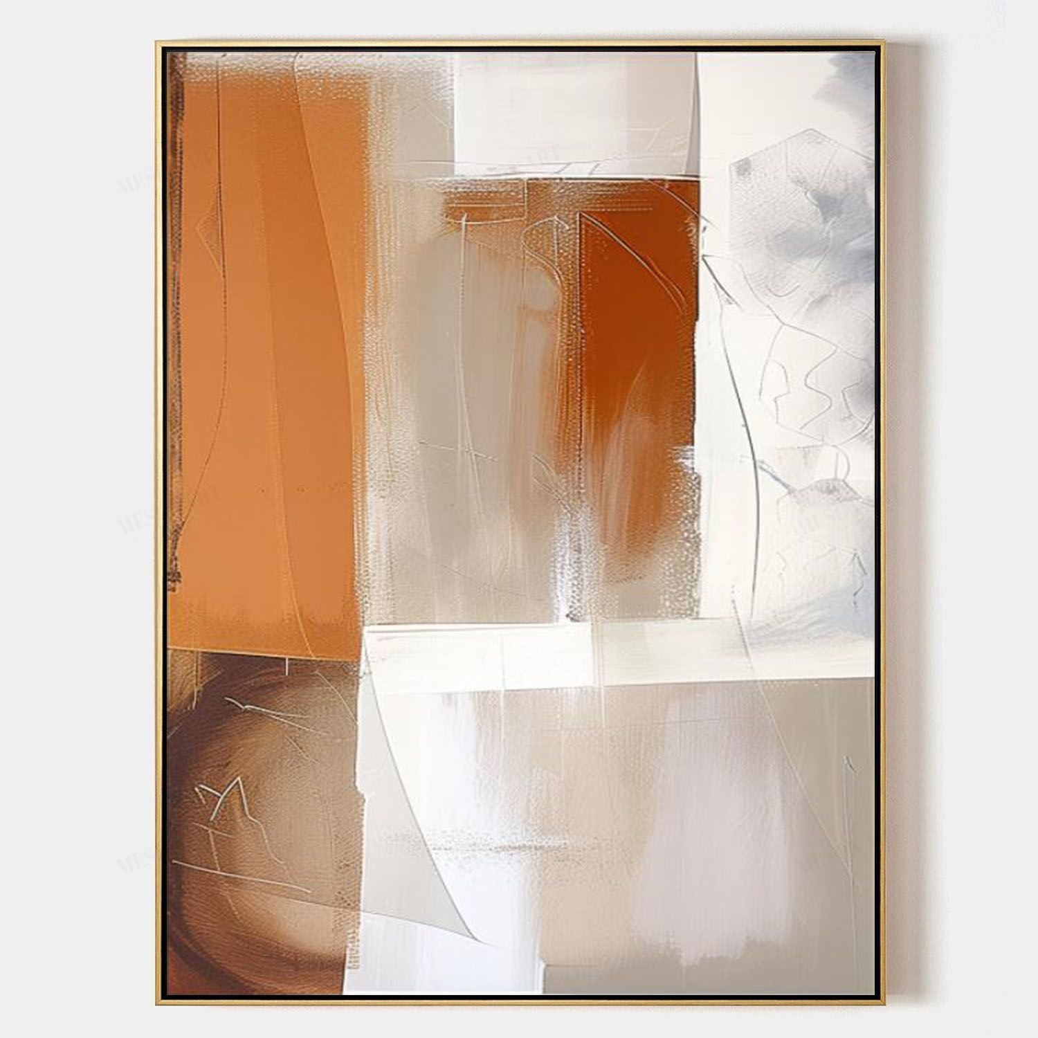 Large Orange and White Minimalist Abstract Art on Canvas Orange Abstract Art for Sale Orange Modern Minimalist Canvas Art