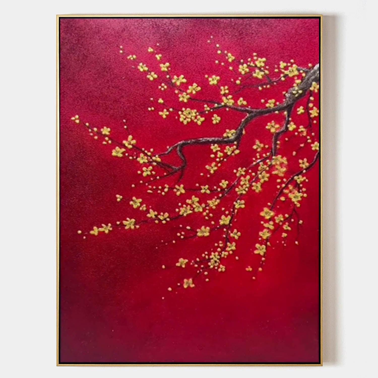 Yellow Flower Texture Painting Yellow Plum Blossom Canvas Wall Art Decoration For Sale
