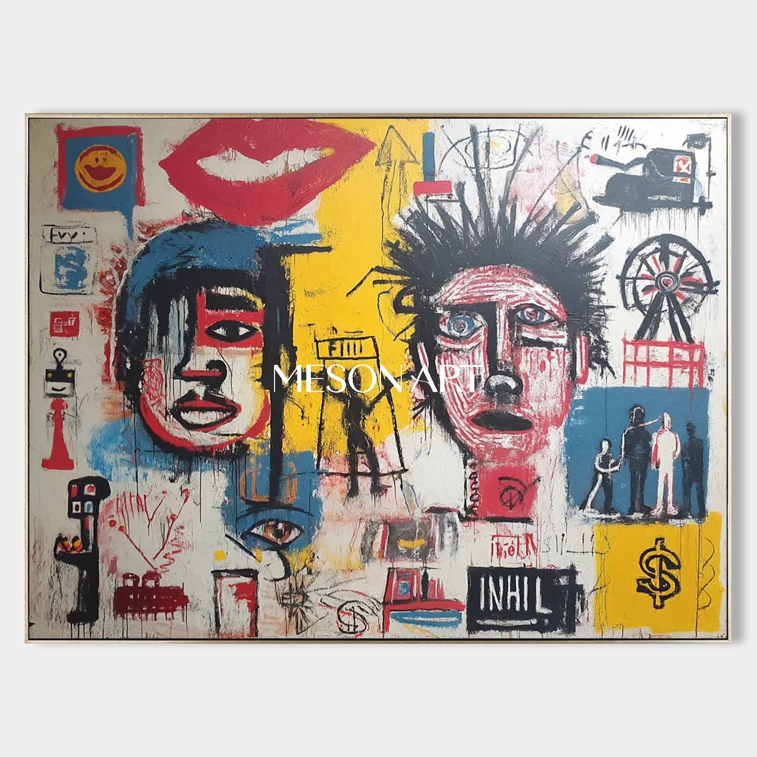 Contemporary Abstract Graffiti Expressionism Painting For Office Wall