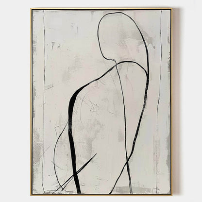 Black and White Abstract Painting Minimalist Canvas Wall Art Decor