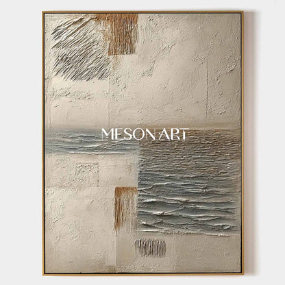 Large 3D Neutral Abstract Canvas Art Beige Texture Painting Wabi-Sabi Wall Art Decor