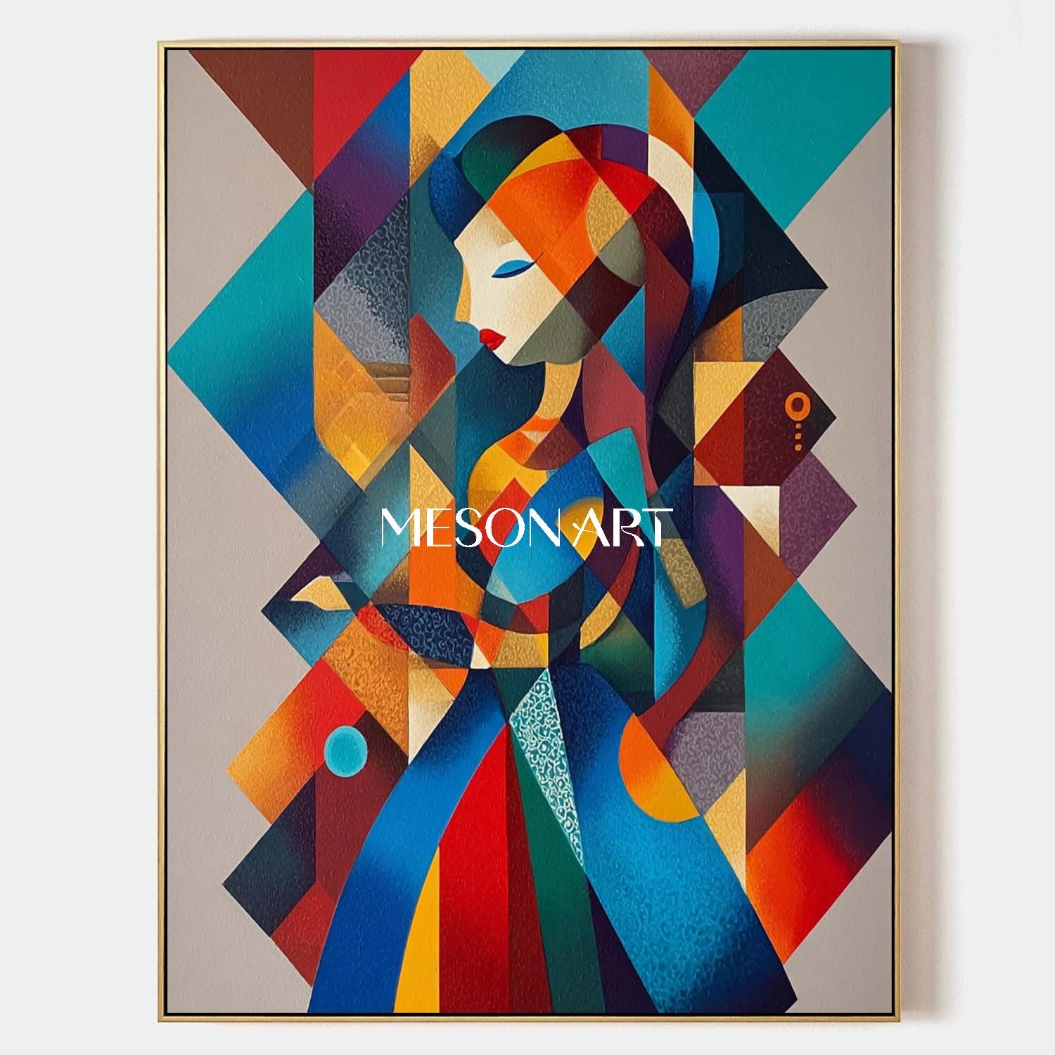 Colorful Abstract Portrait Canvas Geometric Woman Wall Art Enterway
