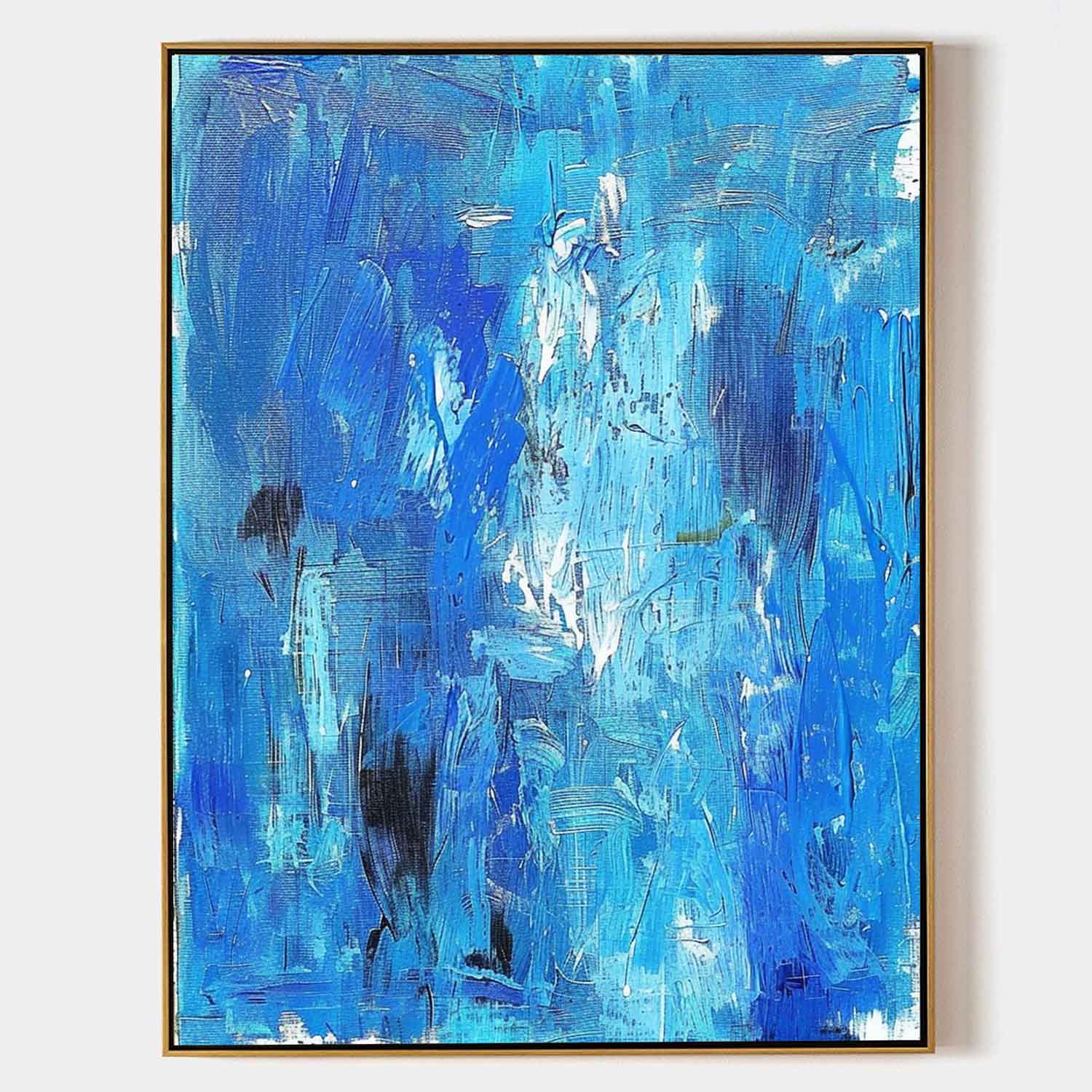 Large Blue Abstract Art Canvas for Sale Blue Textured Painting Blue Wall Decoration Hanging Painting