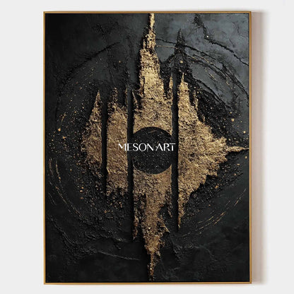 Large Black and gold abstract art canvas Black and gold texture painting Black gold wall art decor