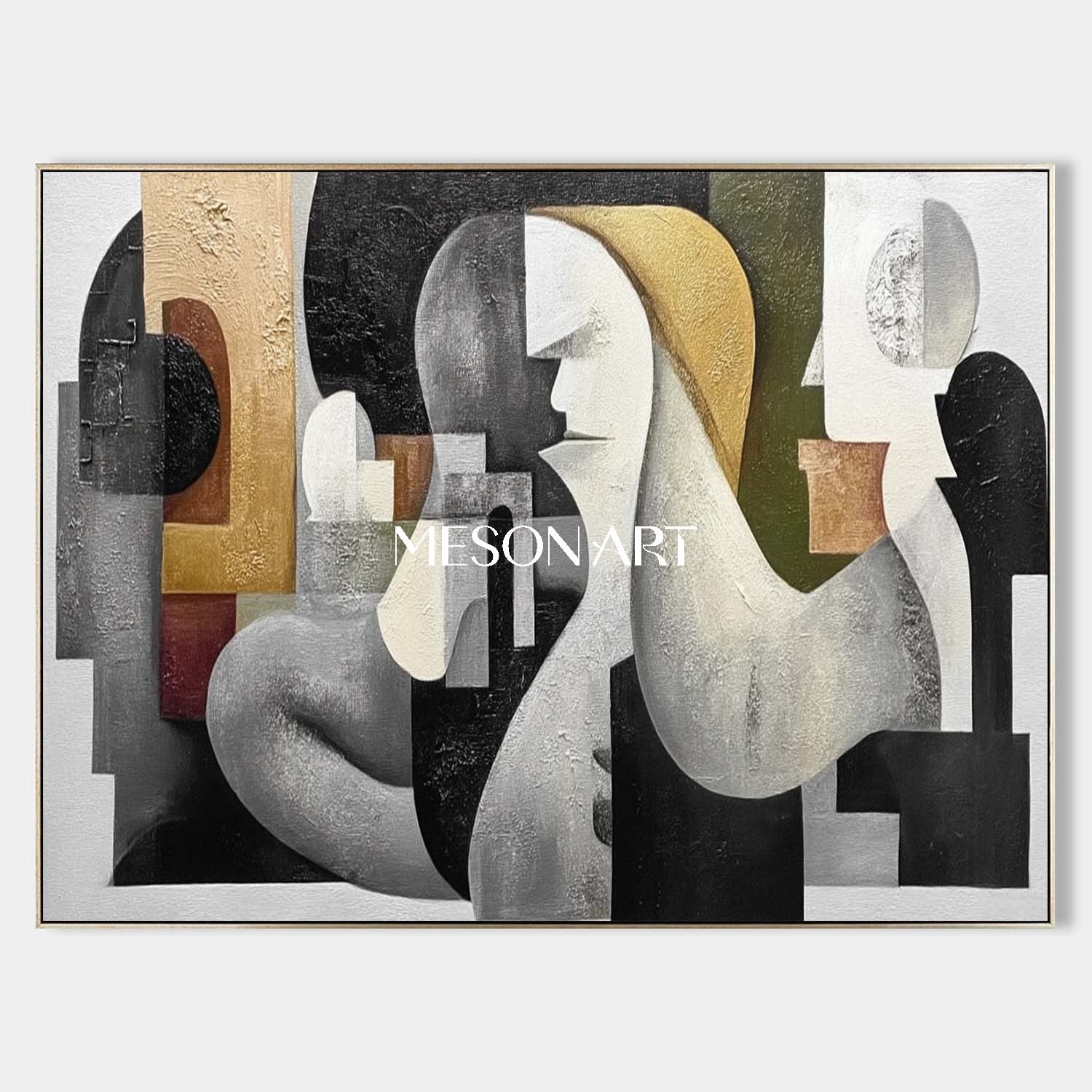Large Custom Modern Abstract Geometric Canvas Living Room Wall Art
