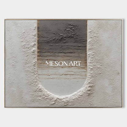 Handmade Modern Canvas Gray Painting Plaster Textured Abstract Wall Art