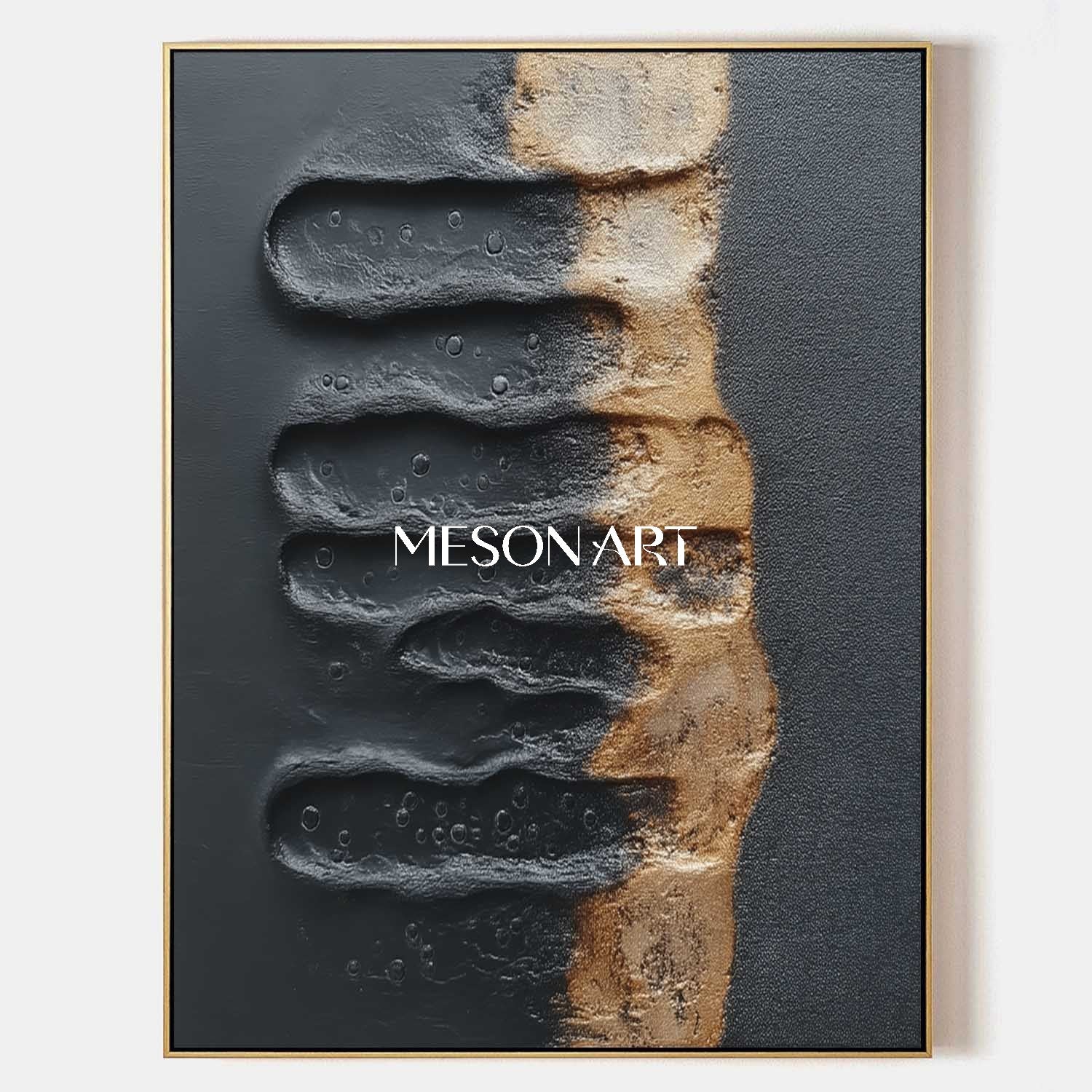 Buy Black and Gold Textured Abstract Art for Living Room or Entryway