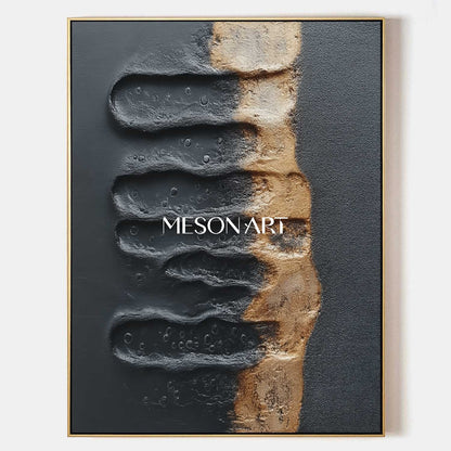 Buy Black and Gold Textured Abstract Art for Living Room or Entryway