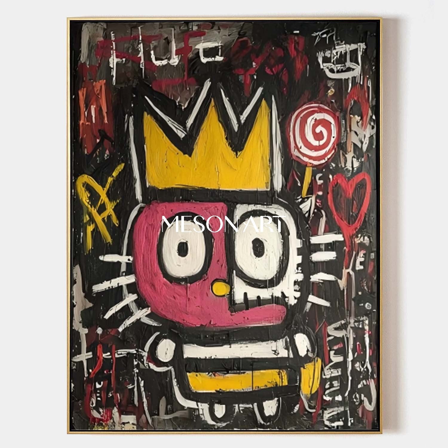 Graffiti Dark Neo Expressionism Crown Figure Original Oil Painting Art