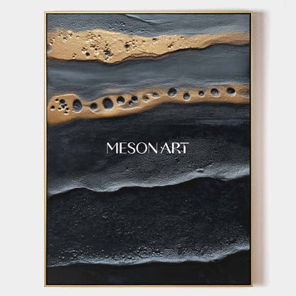 Order Elegant Abstract Painting Gold and Black Texture for Dining Room