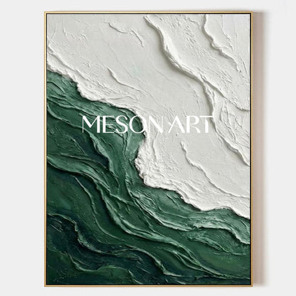 Sage Green Textured Abstract Beach Canvas Paintings Sage Green & Beige Coastal Art