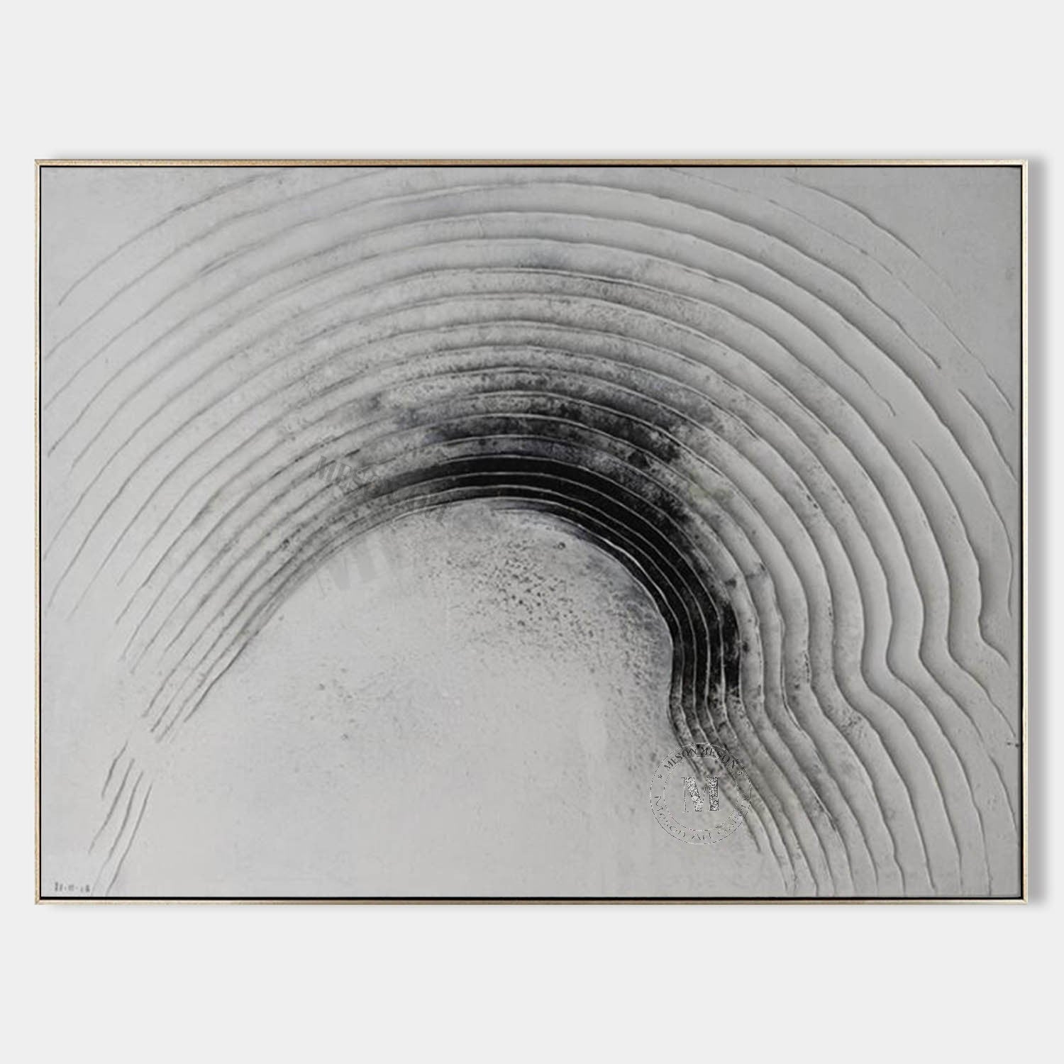 Large 3D Black and White Minimalist Paintings for Sale Black and White Textured Wall Art Decor