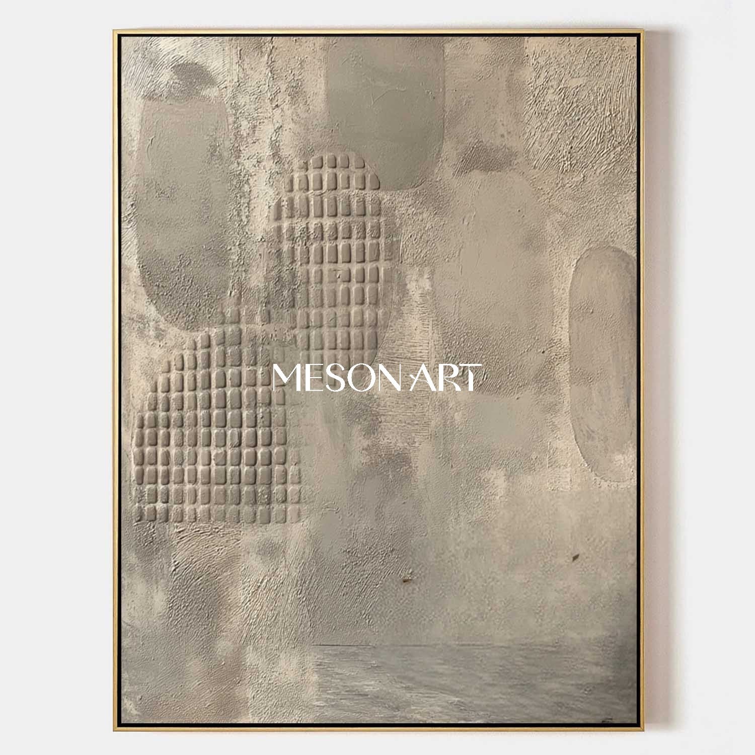 Beige Wabi-Sabi Textured Minimalist Abstract Modern Framed Wall Art