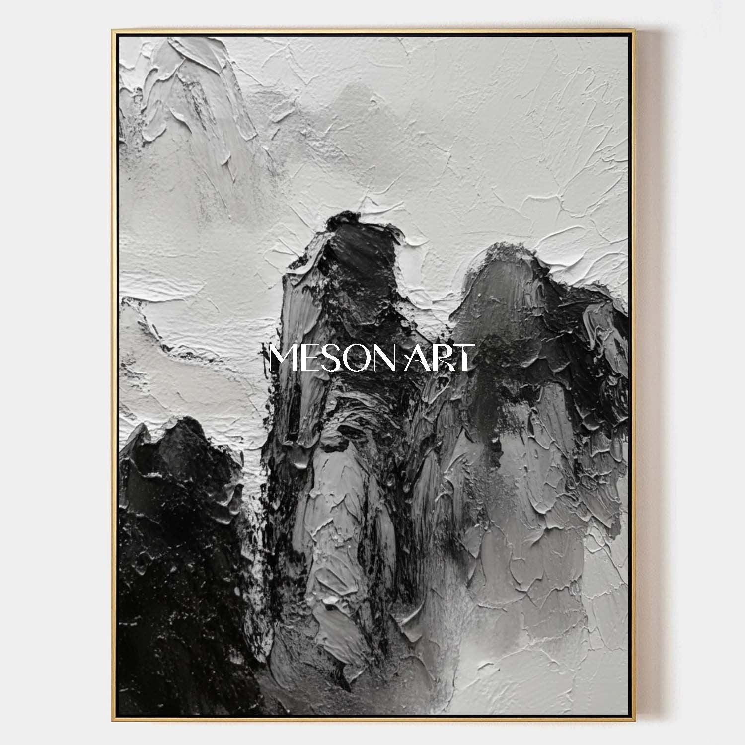 3D Textured Large Wabi Sabi Wall Art Black Framed Canvas Living Room