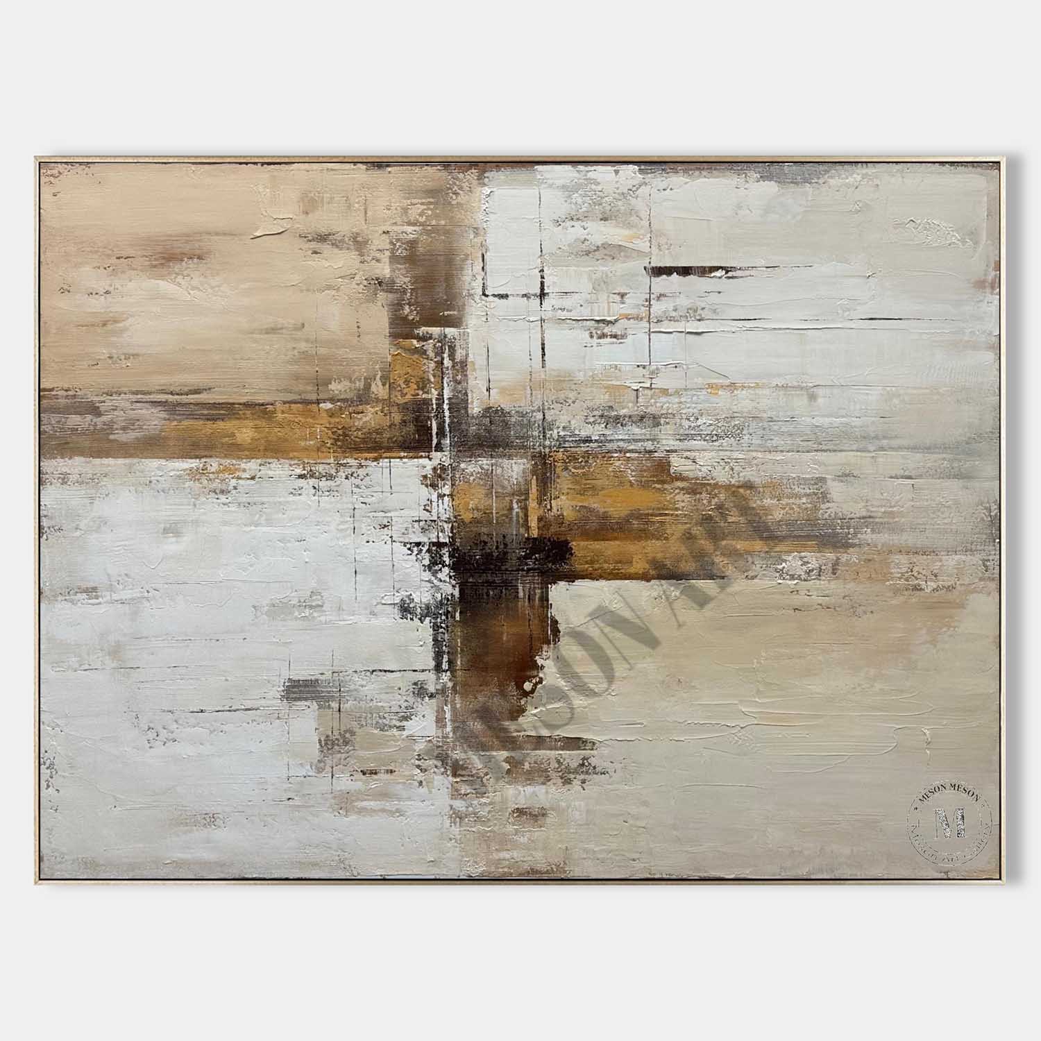 Large Beige and Brown Minimalist Abstract Art Canvas for Sale Wabi Sabi Wall Art Decor