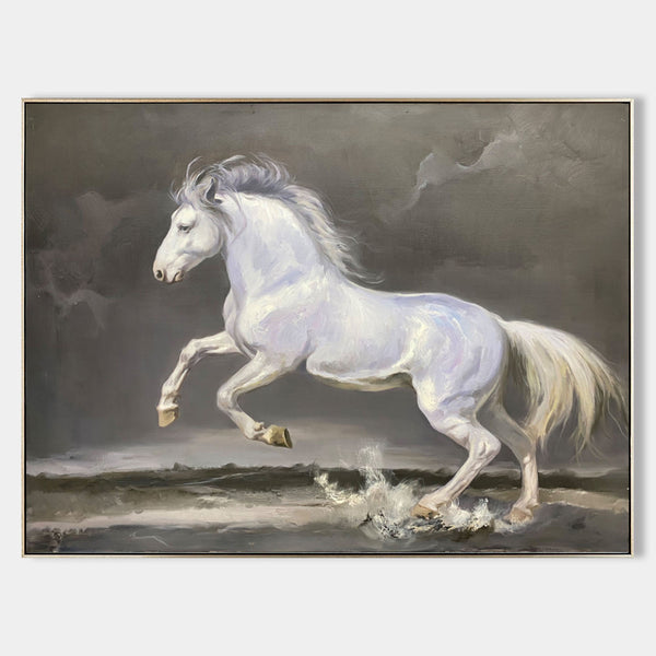 White Horse Oil Painting Hyperrealistic White Horse Art Realistic Horse Wall Art White Horse Canvas Art