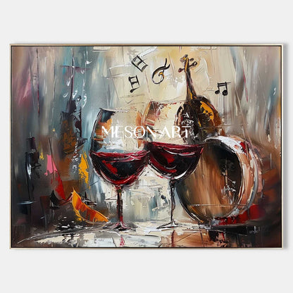 Large Red Wine Abstract Canvas Art For Sale Red Wine And Music Wall Art Decor Red Wine And Music Paintings