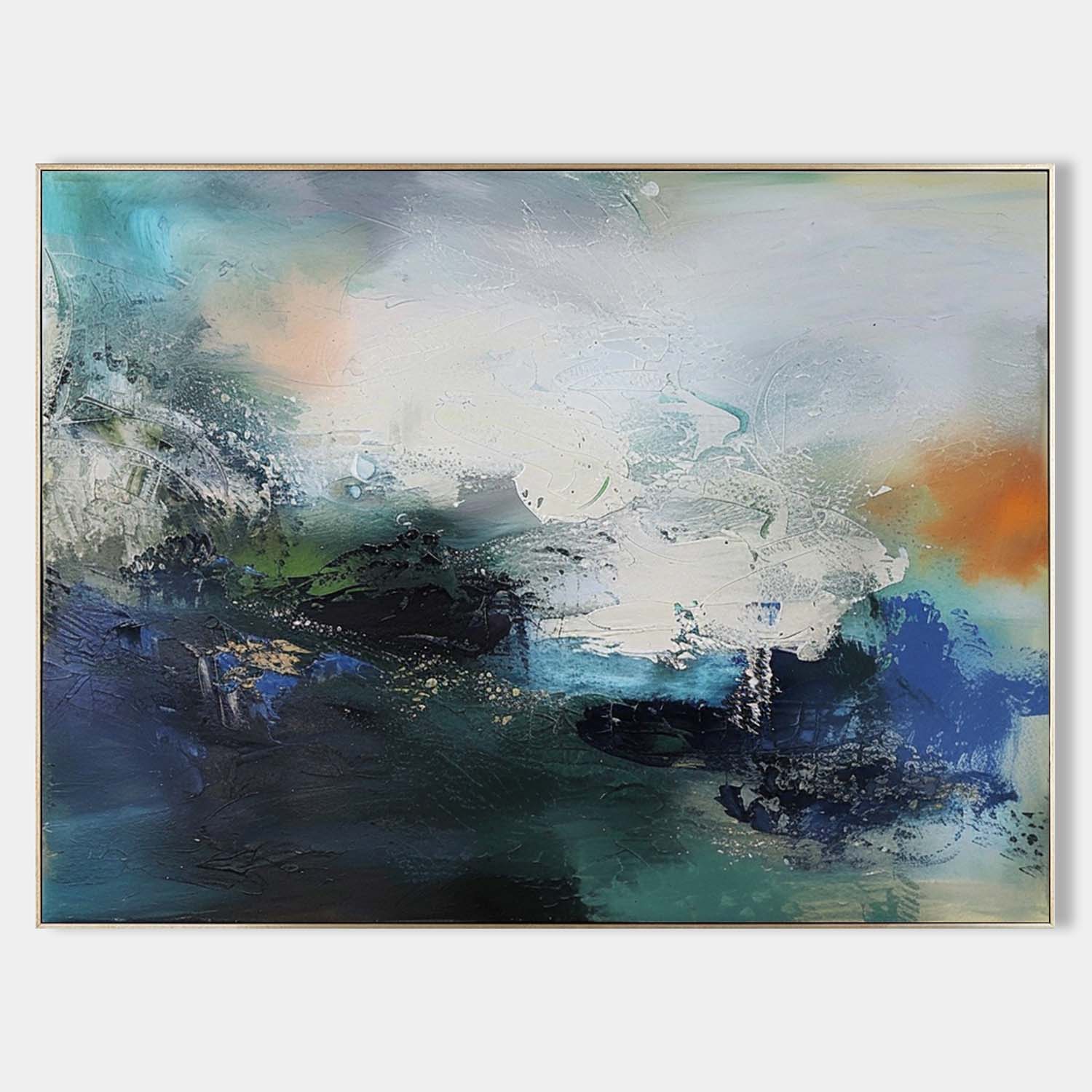 Large Blue Abstract Art Decor Blue Abstract Texture Painting Blue Abstract Canvas Wall Painting