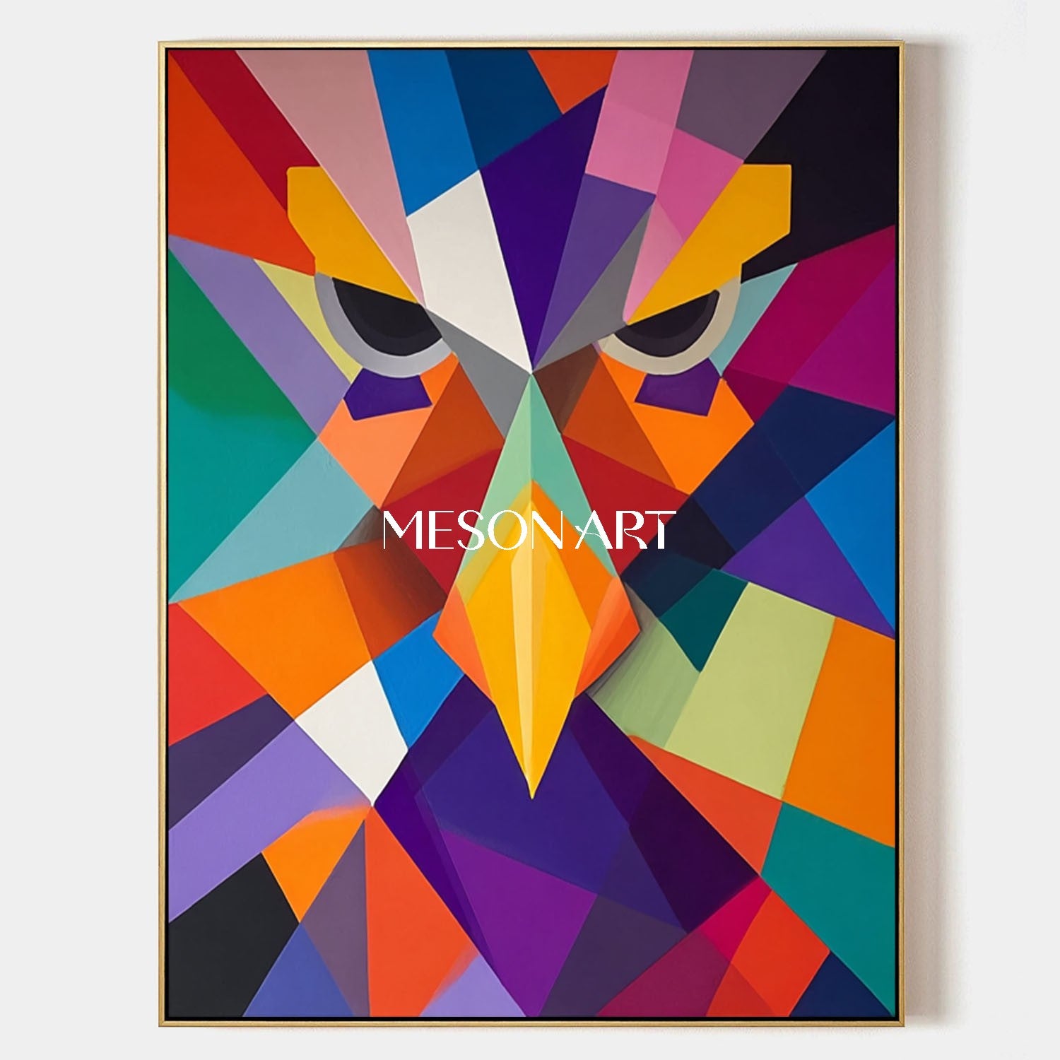 Colorful Geometric Eagle Abstract Painting Modern Wall Art for Office