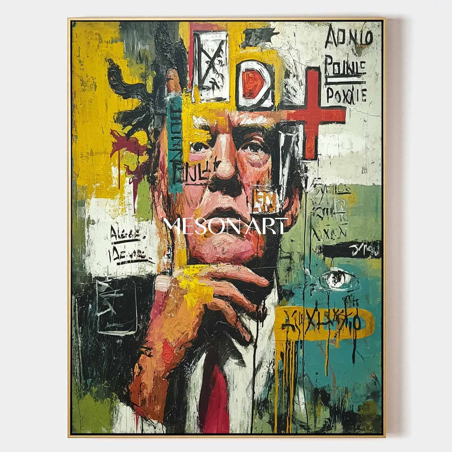 Buy Basquiat Style Abstract Portrait Painting Modern Graffiti Wall Art