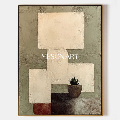 Beige and earth tone 3D abstract canvas art Wabi-sabi art Beige and earth tone minimalist painting