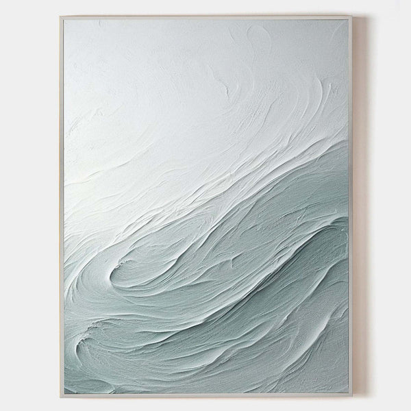 White and Green Sea Abstract Art Canvas White and Green Sea Textured Abstract Painting Sea Wall Art