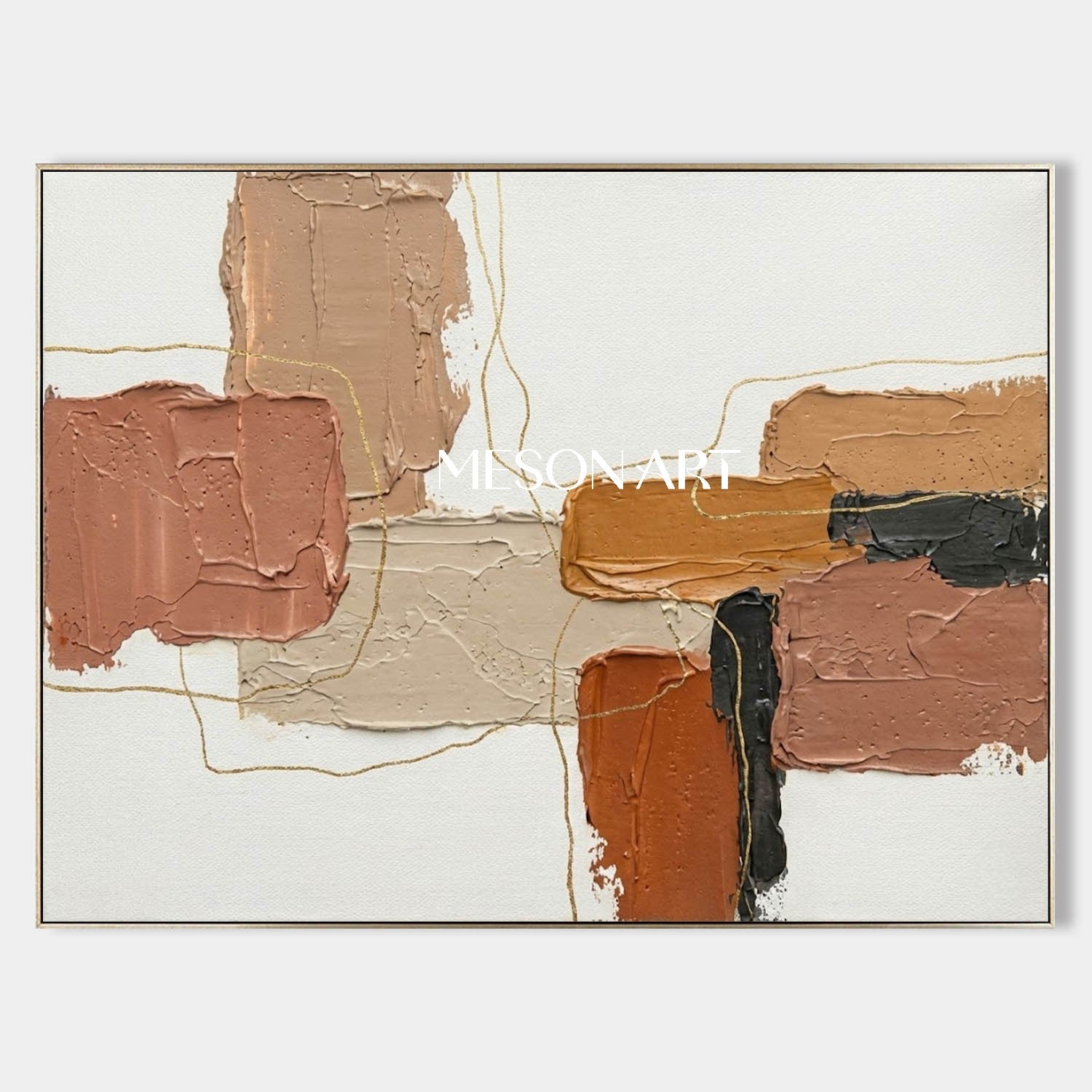 Modern Boho Wall Decor Beige Rust Painting Living Room Sofa Wall Art