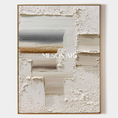 3D Creamy White Textured Painting Creamy White Abstract Canvas Art Creamy White Minimalist Wall Art