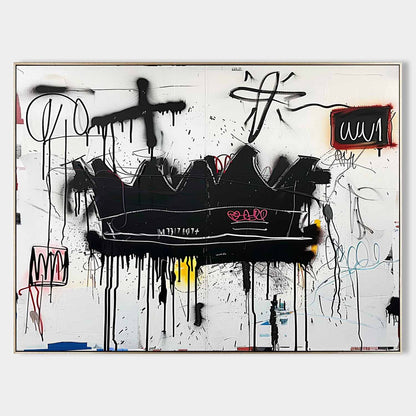 Large Abstract Crown Graffiti Wall Painting Basquiat Abstract Graffiti Canvas Art