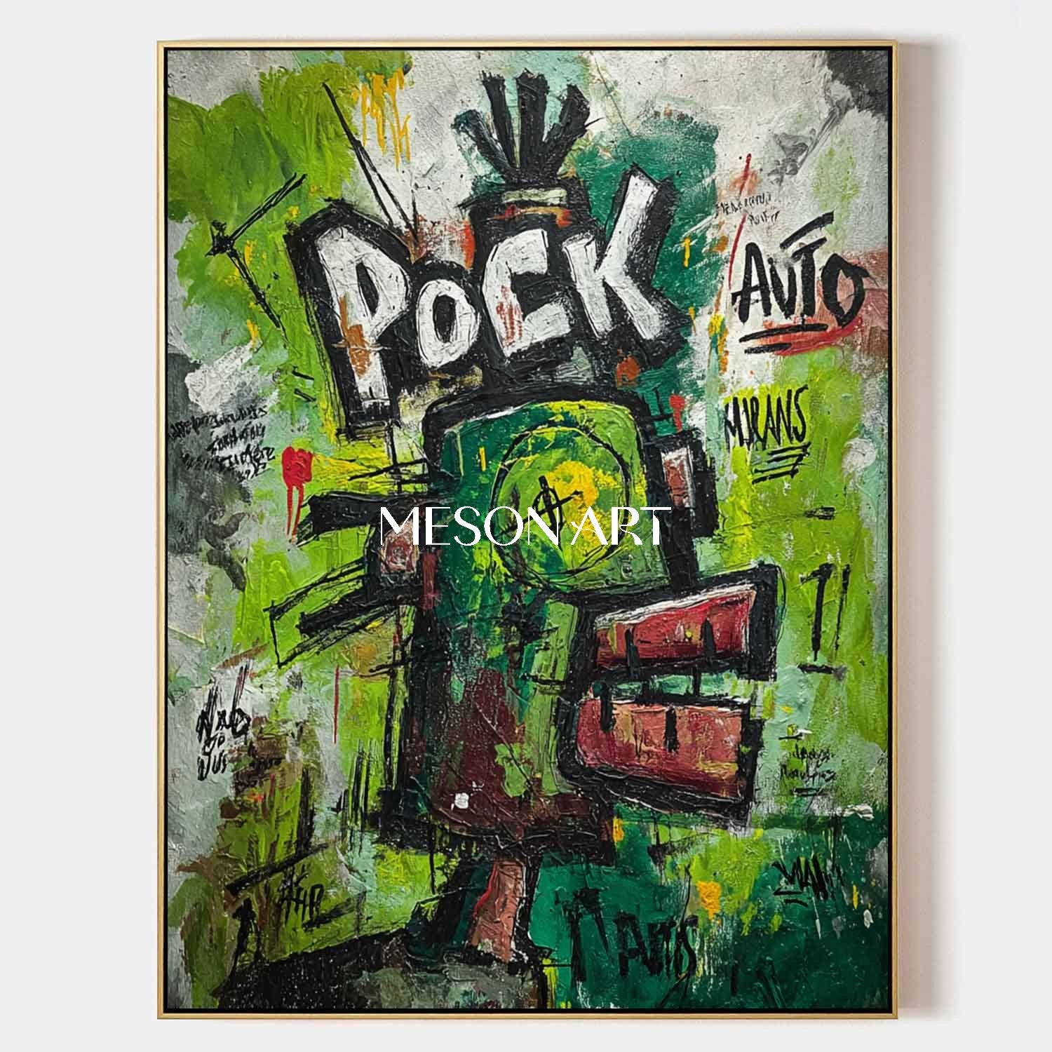 Abstract Graffiti Expressionist Painting Basquiat Inspired Wall Art