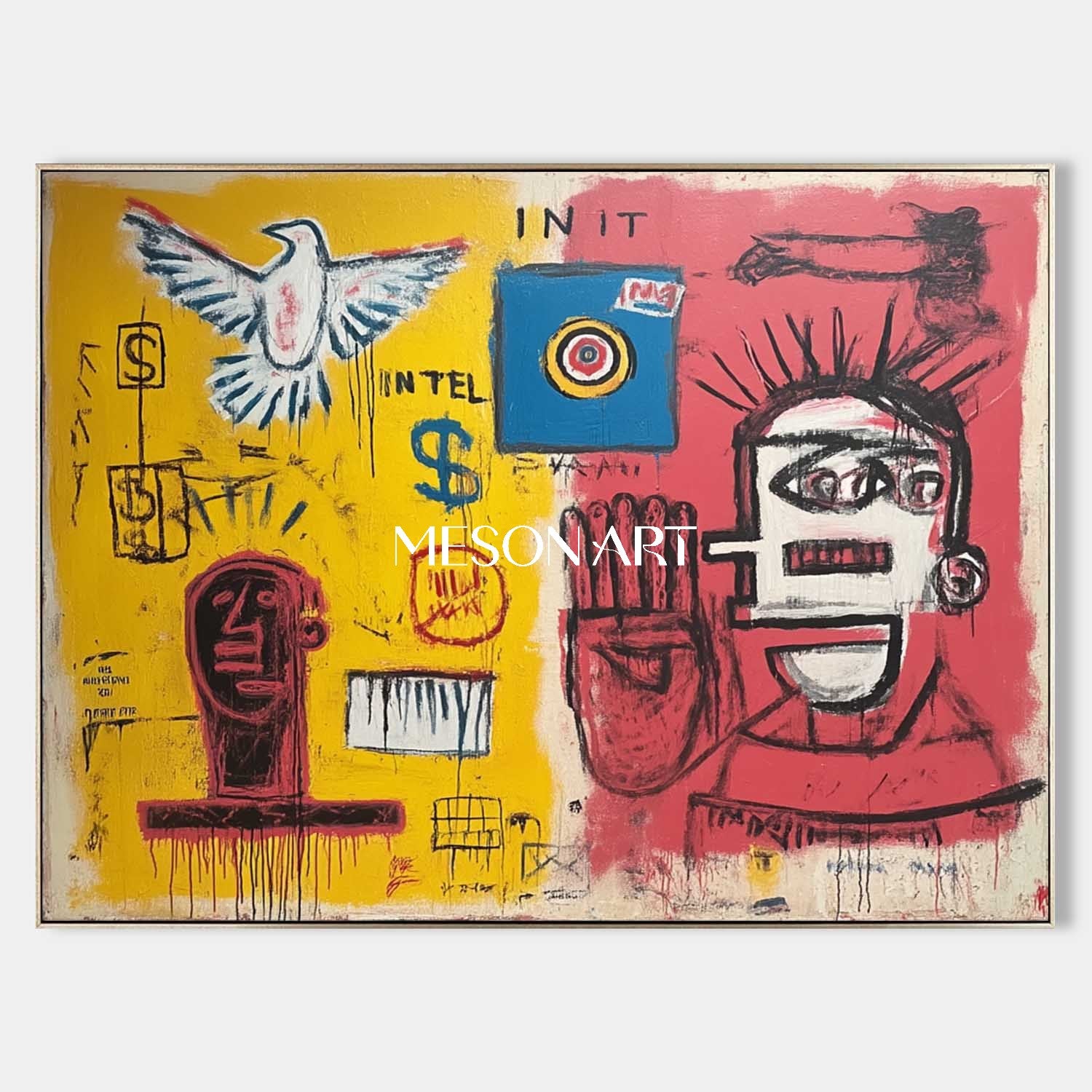 Bold Basquiat Style Urban Pop Art Canvas Painting Modern wall Art Decor