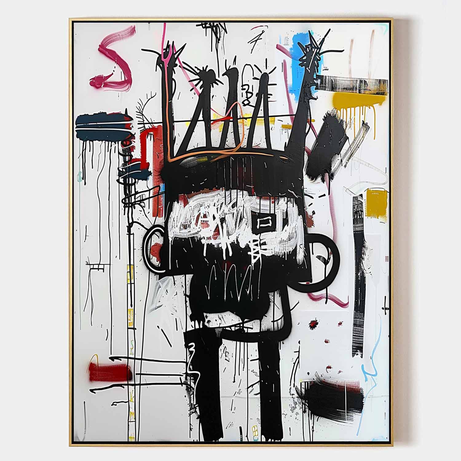 Black and White Graffiti Abstract Canvas Wall Painting Decor for Sale Basquiat Graffiti Abstract Art