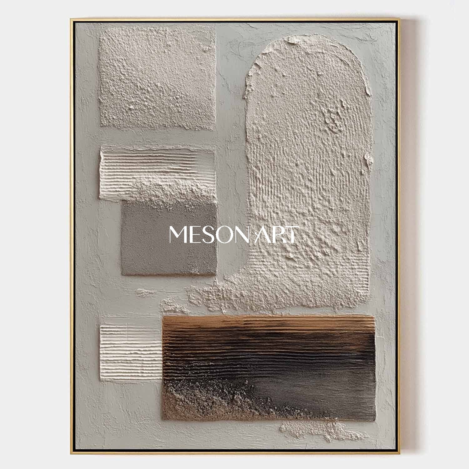 Contemporary Textured Wabi Sabi Canvas Neutral Gray Wall Art Entryway