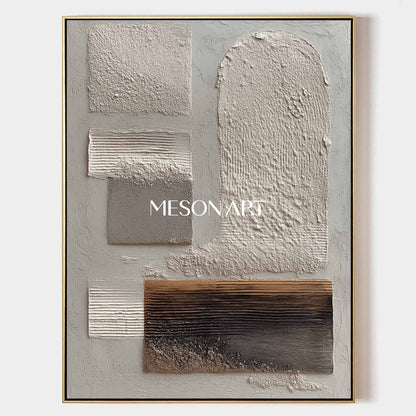 Contemporary Textured Wabi Sabi Canvas Neutral Gray Wall Art Entryway