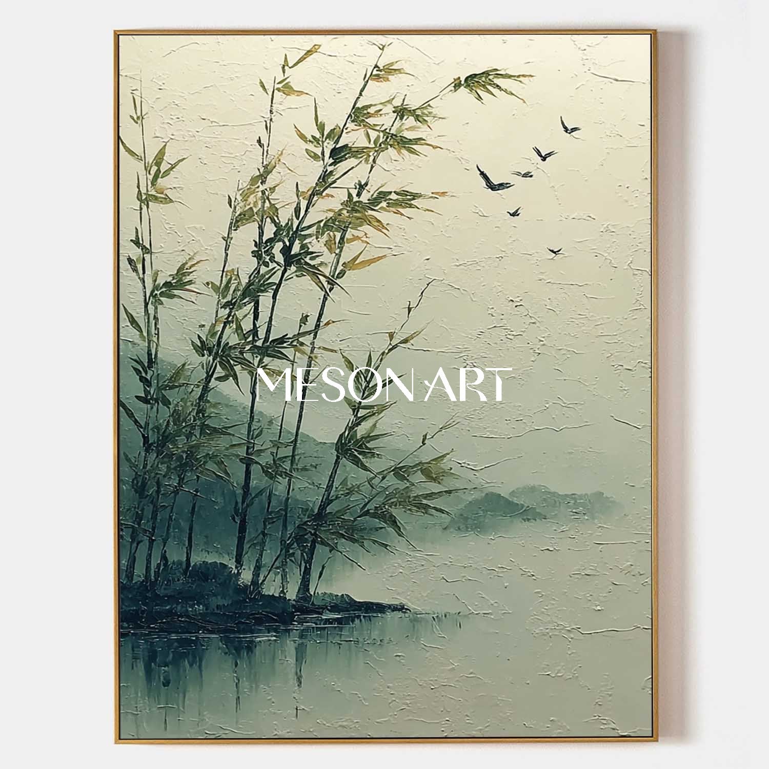 Wabi-Sabi Bamboo Scene on Canvas for Meditation Space | Mesonart Tranquility Series