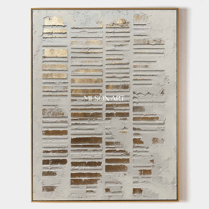 Gold And White Abstract Texture Painting Wabi-Sabi Wall Art Decor Gold And White Minimalist Art
