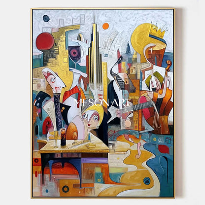 Picasso Style Cubist Figurative Painting Wall Art Living Room Decor