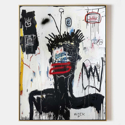 Basquiat Graffiti Abstract Art Black and White Graffiti Abstract Canvas Wall Art Decor for Sale