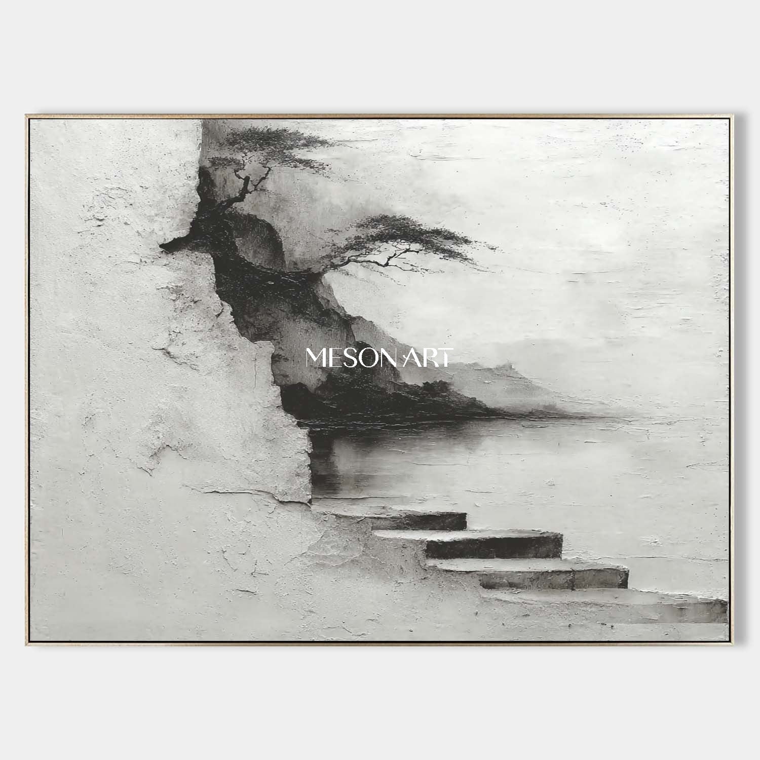 Black and white ink landscape paintings Wabi-sabi wall art decoration Ink landscape paintings